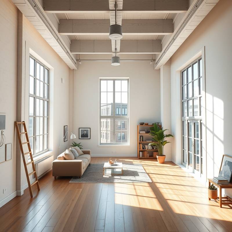 Bright, spacious studio loft with large windows and natural light.
